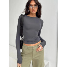 (28th, S) Women's Slim Casual Short Sleeve T-Shirt, Solid Spring Autumn Streetwear Base Top