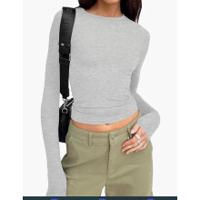 (Number 49, XL) Women's Slim Casual Short Sleeve T-Shirt, Solid Spring Autumn Streetwear Base Top