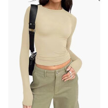 (Number 50, S) Women's Slim Casual Short Sleeve T-Shirt, Solid Spring Autumn Streetwear Base Top