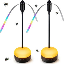 Fly Fans for Tables with LED Light, Battery Powered Fly Repellent Fan with Soft Holographic Blades, Quiet Table Fly Fan with Hook for Indoor