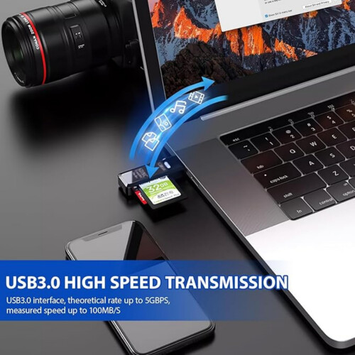 USB 3.0 Card Reader, SD Card Reader External Memory Card Adapter High-speed SD Card Reader 2-in-1 Supports SD/TF/SDHC/SDXC/MMC 1