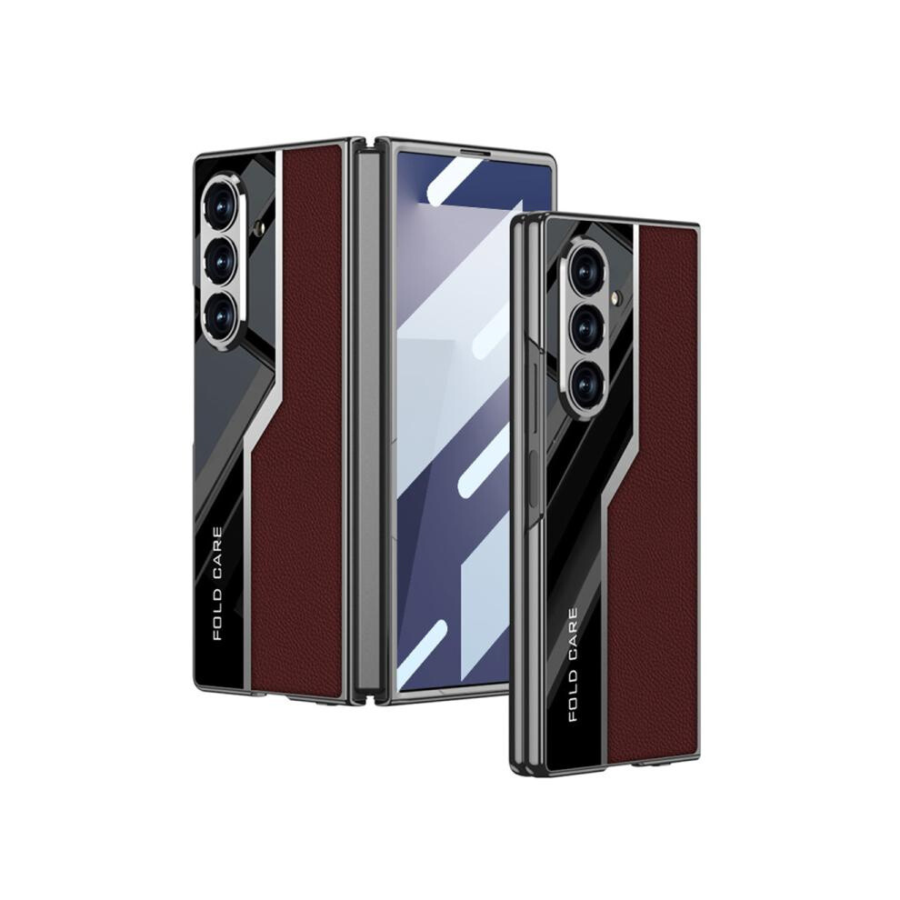 Compatible Gift Samsung Galaxy Z Fold7 5G Gkk Integrated Plating Tpu + Leather Supercar Full Coverage Phone Case(Red):For Samsung Galaxy Z Fold7 5G Red 337224219537