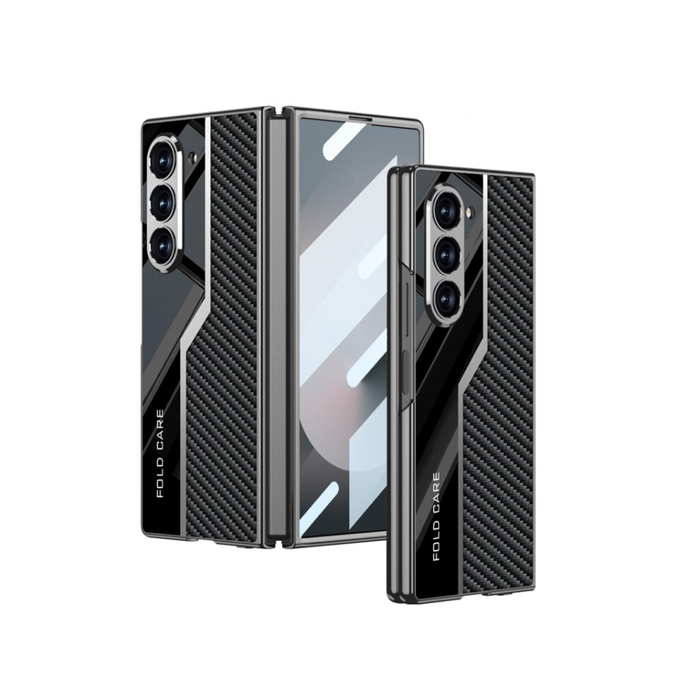 Compatible Gift With Samsung Galaxy Z Fold6 Gkk Integrated Electroplated Vegan Leather Supercar Full-Coverage Phone Case (Carbon Fiber):For Samsung G 337224219575