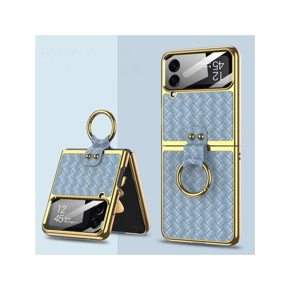 Compatible Gift Samsung Galaxy Z Flip4 Gkk Weave Texture Electroplating Protective Phone Case(Blue): Blue 3545556337608