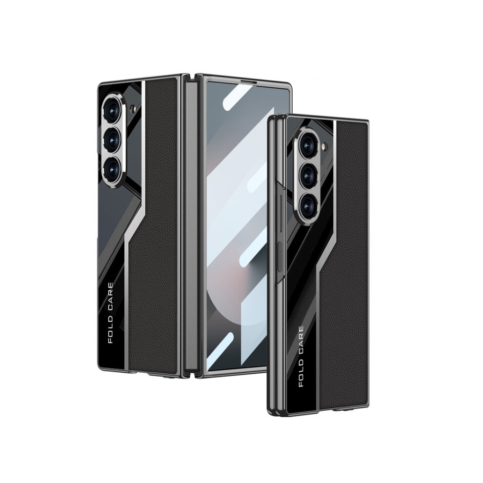 Gkk Integrated Electroplated Leather Supercar-Style Full Coverage Phone Case Compatible Gift Samsung Galaxy Z Fold6 (Black):For Samsung Galaxy Z Fold Black 337224219568
