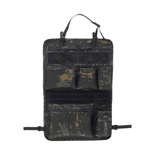 Car Back Seat Organiser With Multiple Pockets-Black Camouflage