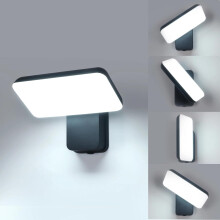 Goeco Outdoor LED Wall Light, 16W IP65 Waterproof Rotatable 350 Lamp Outdoor Modern Garden Lights, Black, Cool White Light 6500K, Switch Control