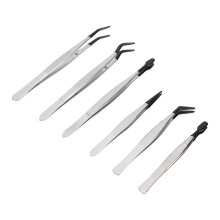 6-teiliges Pinzette-Set aus Edelstahl mit Gummispitze