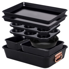 Black 8pc Stackable Non-Stick Bakeware Oven Set