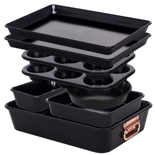 Gr8 Home Black 8pc Stackable Non-Stick Bakeware Oven Set