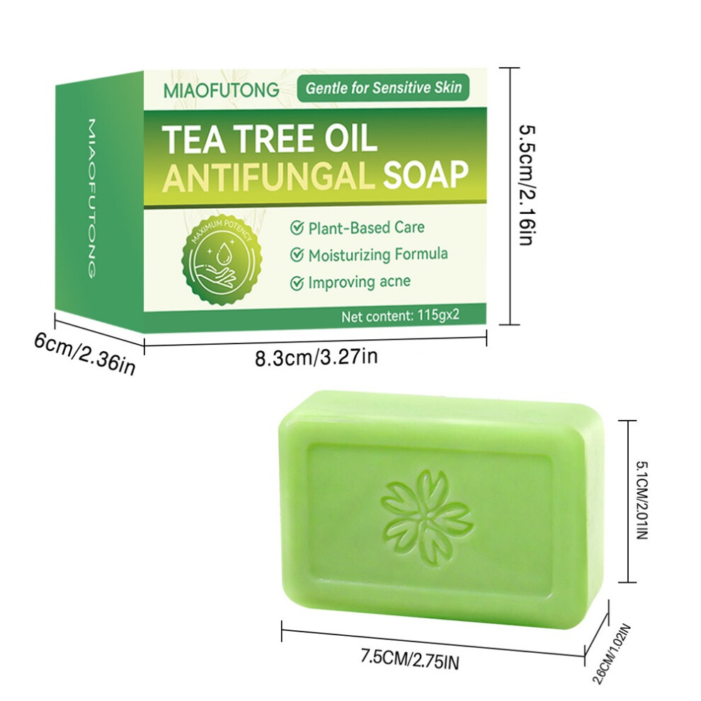 MIAOFUTONG Tea Tree Oil Soap 115g 2Pcs Gentle Cleansing for Sensitive Skin