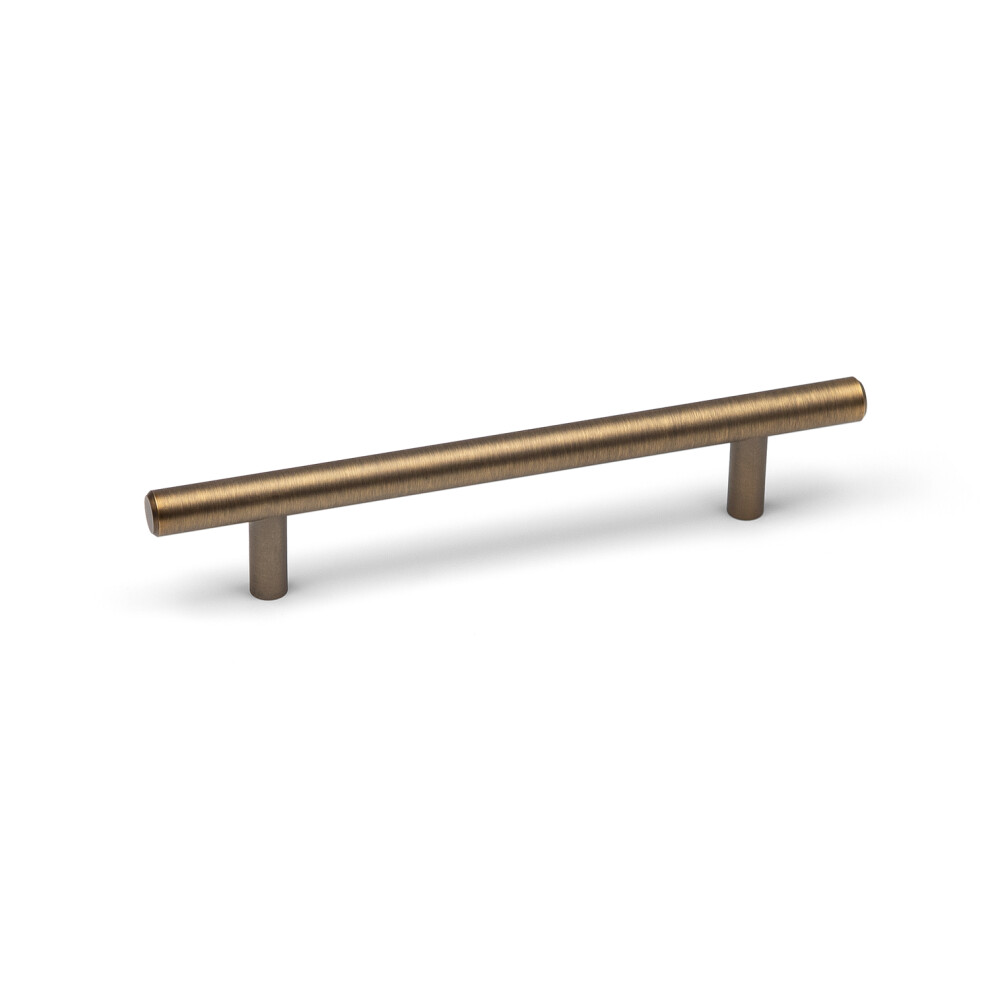 Handle & Home (128Mm Handle) Antique Brushed Dark Brass Slimline T-Bar Cabinet Handle
