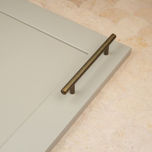 (128mm Handle) Antique Brushed Dark Brass Slimline T-Bar Cabinet Handle 1