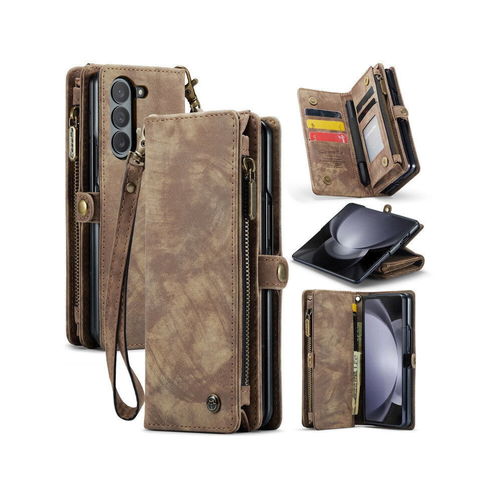 Caseme 008 Multi-Functional Zipper Wallet/Phone Case Compatible Gift Samsung Galaxy Z Fold5 (Brown):For Samsung Galaxy Z Fold5 Brown 8291303215037