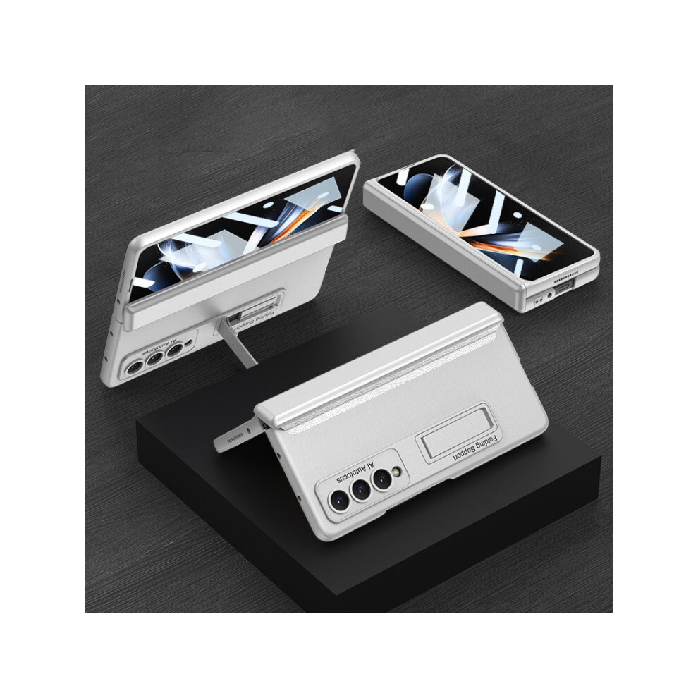 Gkk Integrated Magnetic Hinge Folding Phone Case Compatible Gift Samsung Galaxy Z Fold4 (Elegant ):Silvery Silver 8323175319299
