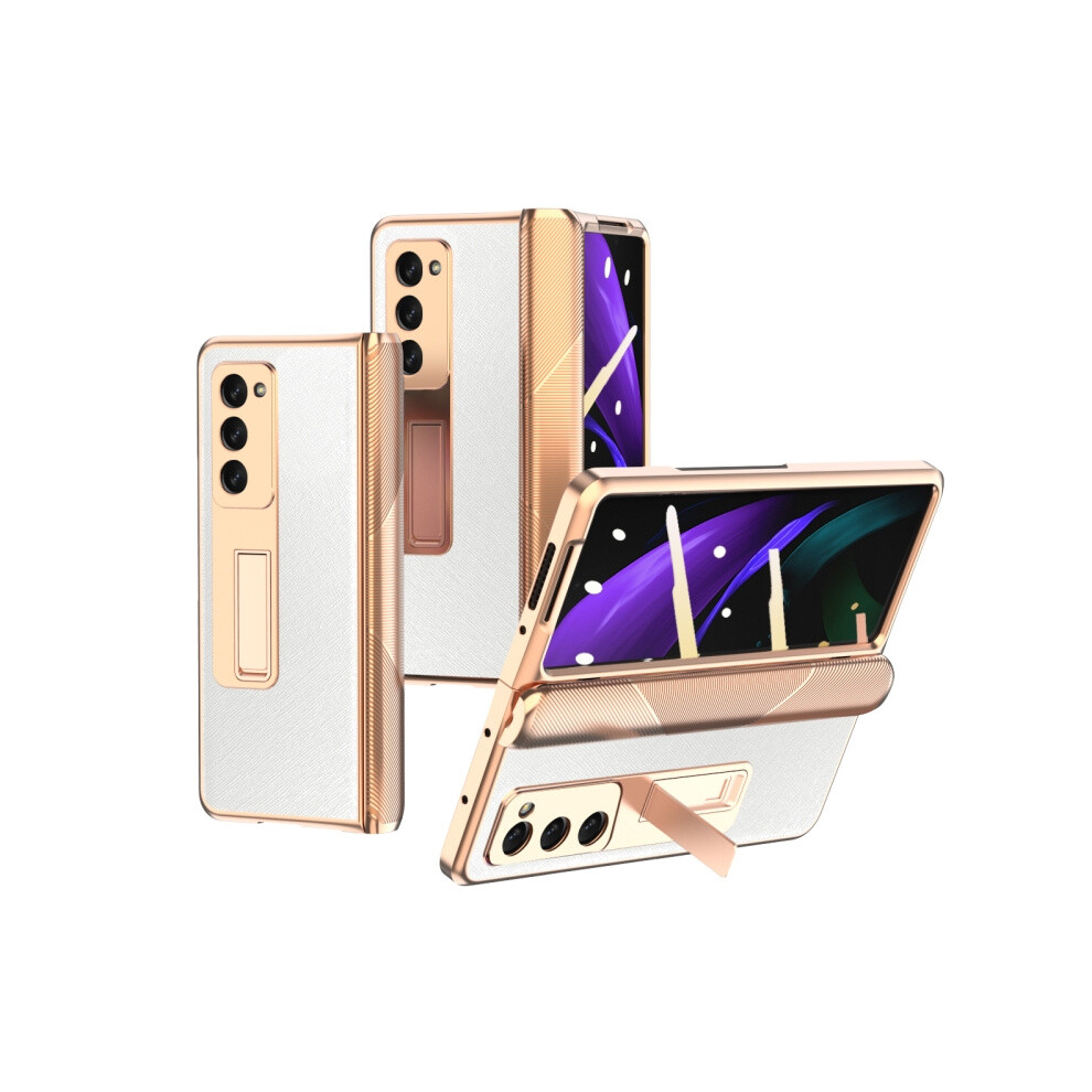Electroplated Armor Cross-Patterned Shockproof Case Compatible Gift Samsung Galaxy Z Fold2 5G (White):For Samsung Galaxy Z Fold2 5G White 8323175319527