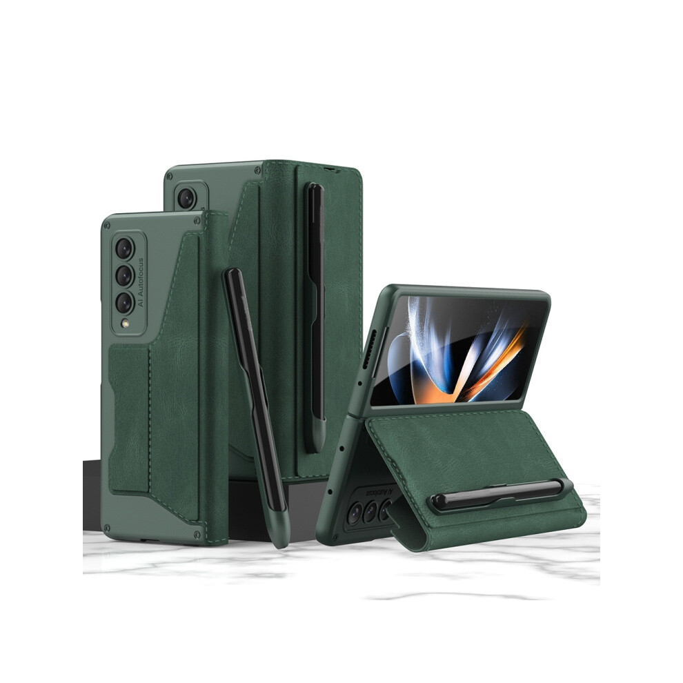 Gkk Armor Flip Case With Pen Slot Compatible Gift Samsung Galaxy Z Fold4 (Midnight ):For Samsung Galaxy Z Fold4 Green 8323175319589