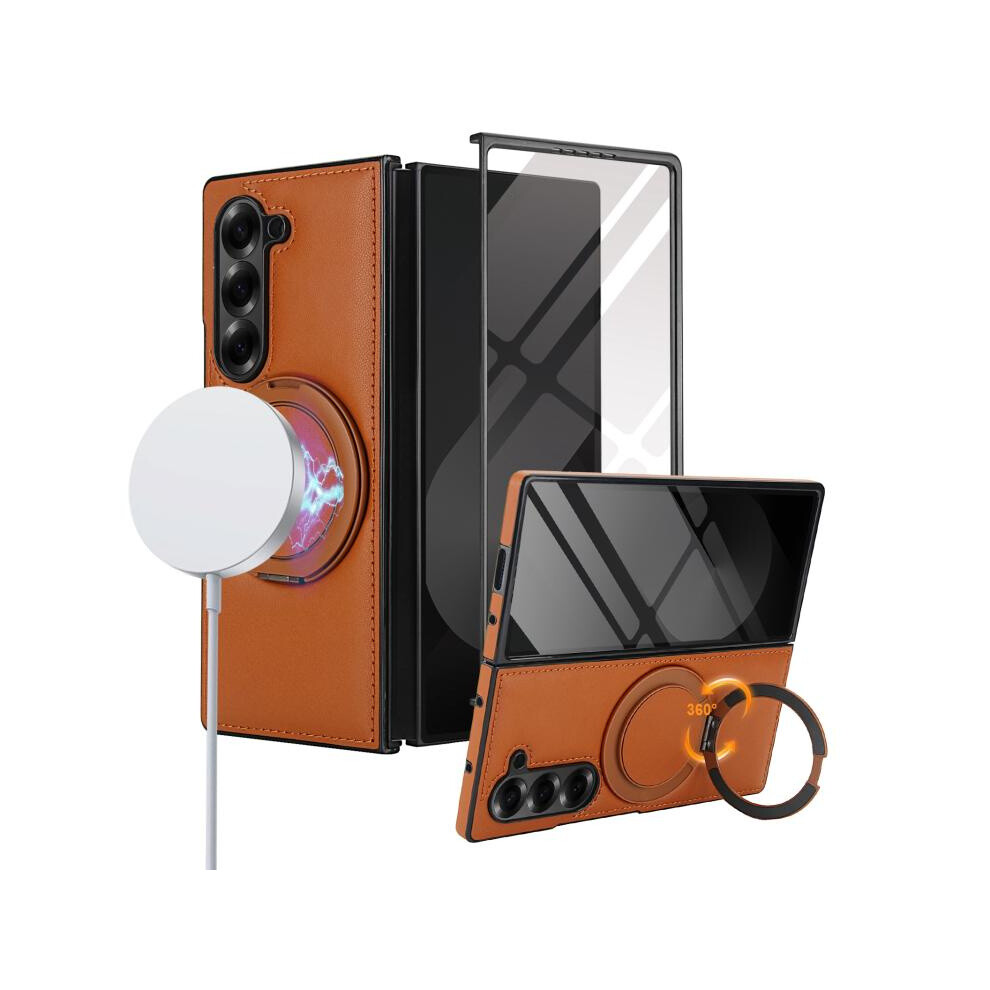 Magsafe Magnetic Case/Screen Protector Compatible Gift Samsung Galaxy Z Fold5 (Brown):For Samsung Galaxy Z Fold5 Brown 8145044216375