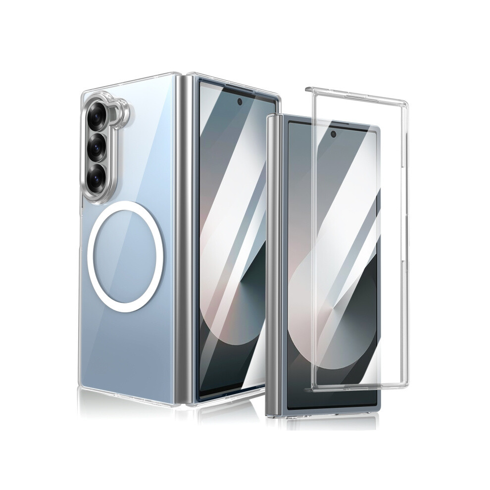 Cool-Feel Folding Magnetic Magsafe Case Compatible Gift Samsung Galaxy Z Fold6, All-In-One Transparent Pc Phone Case (Silver).:For Samsung Galaxy Z F Silver 4753601164157