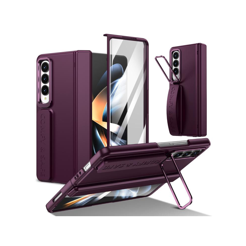 Integrated Screen Protector And Lens Holder Compatible Gift Samsung Galaxy Z Fold4 (Burgundy):For Samsung Galaxy Z Fold4 Burgundy 4753601163990