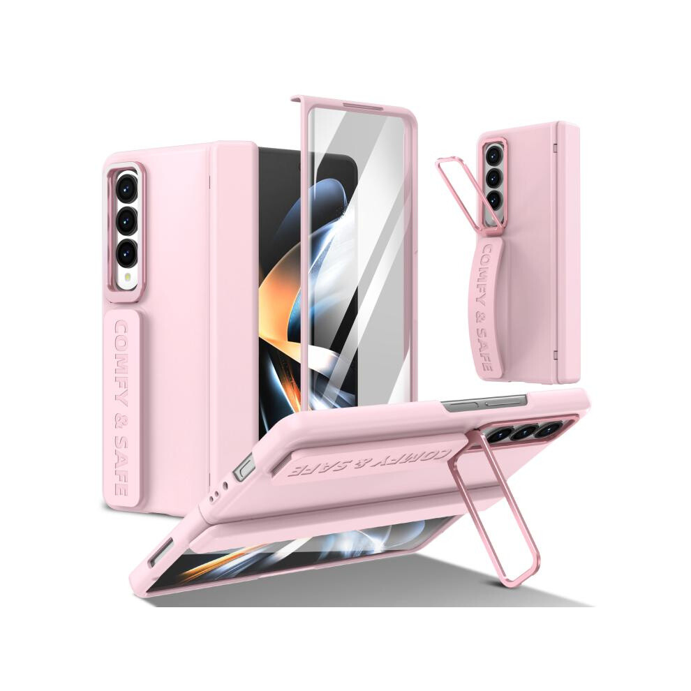 Compatible Gift Samsung Galaxy Z Fold4 Integrated Case With Screen Protector, Eye-Catching Stand, And Back Strap (Pink):For Samsung Galaxy Z Fold4 Pink 4753601164003