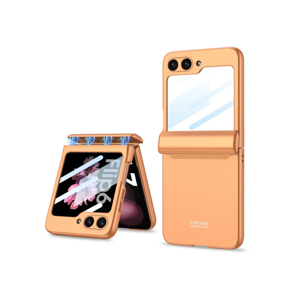 Compatible Gift Samsung Galaxy Z Flip6 / Flip7 Fe Gkk Integrated Magnetic Full Coverage Folding Phone Case(Orange):For Samsung Galaxy Z Flip6 / Flip7 Orange 5207287341153
