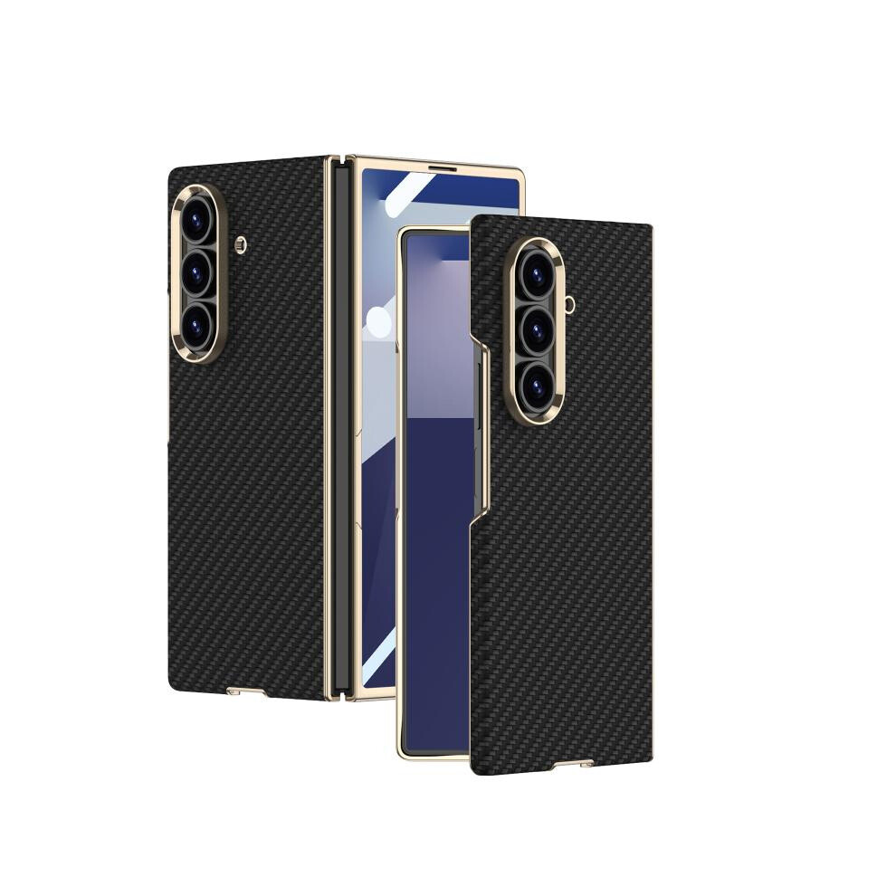 Compatible Gift Samsung Galaxy Z Fold7 5G Gkk Integrated Plating Leather Phone Case(Carbon Fiber):For Samsung Galaxy Z Fold7 5G 7056706125861