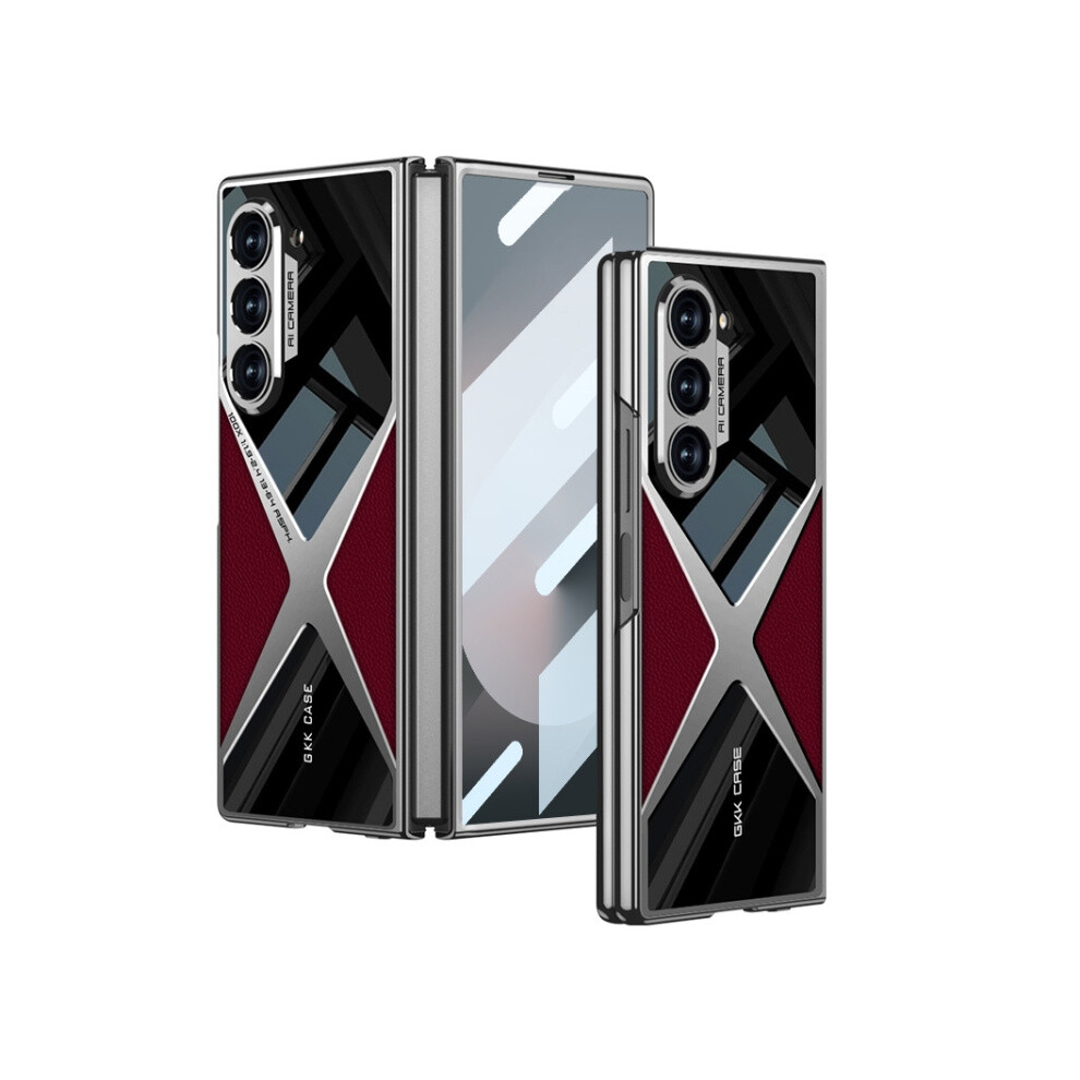 Gkk Integrated Electroplated Leather Supersonic Phone Case Compatible Gift Samsung Galaxy Z Fold6 (Red):For Samsung Galaxy Z Fold6 Red 4183600162098