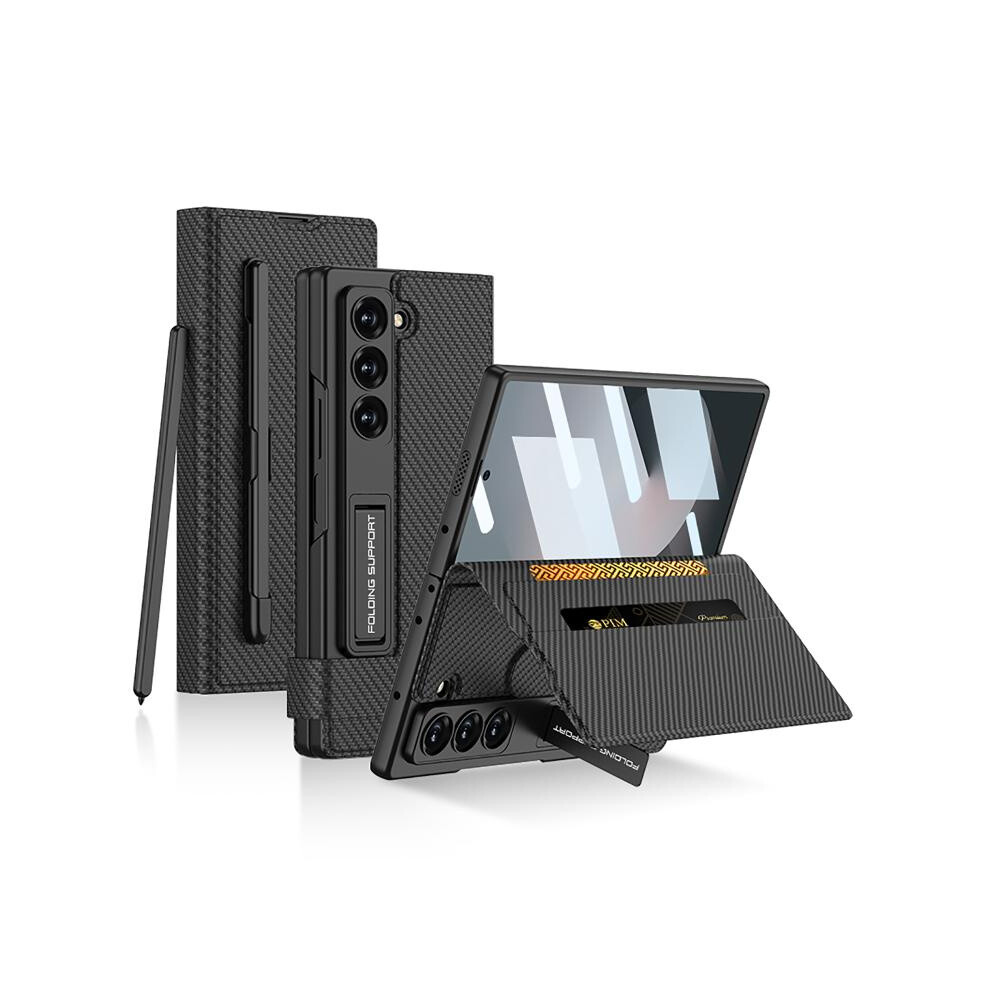 Compatible Gift With Samsung Galaxy Z Fold6 Gkk Flip Wallet/Phone Case With Pen Slot, Pen Not Included (Carbon Fiber Texture).:For Samsung Galaxy Z F 3545556337462