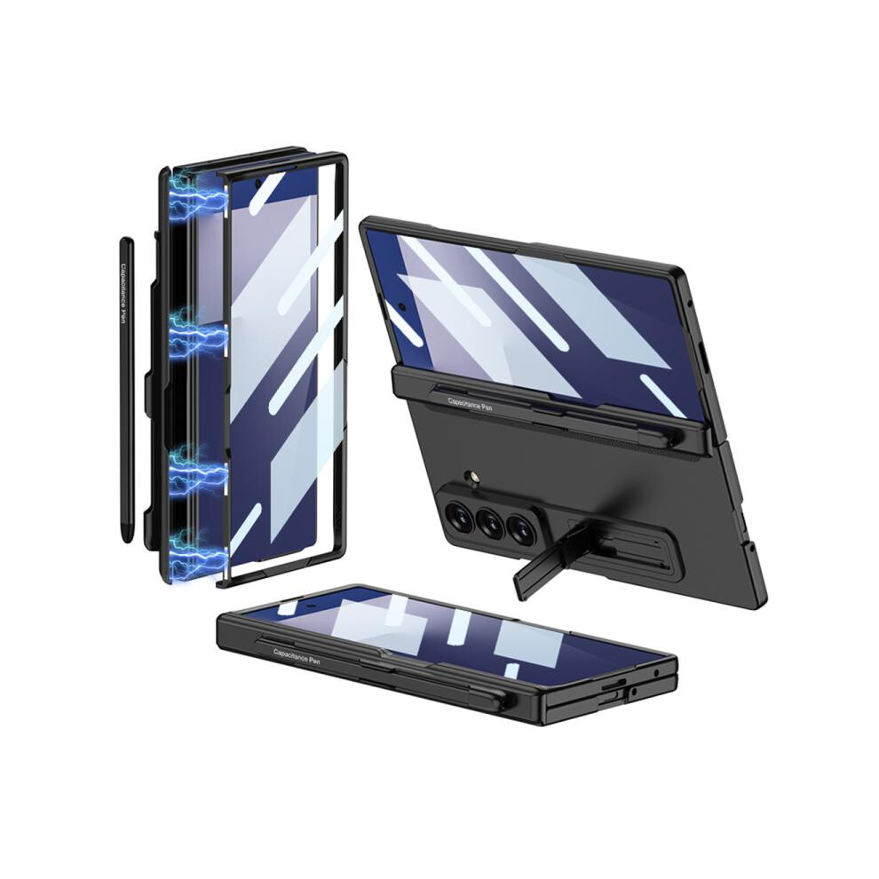 Gkk Integrated Magnetic Folding Phone Case With Pen Slot Compatible Gift Samsung Galaxy Z Fold7 5G (Cool ):For Samsung Galaxy Z Fold7 5G Black 4183600162050