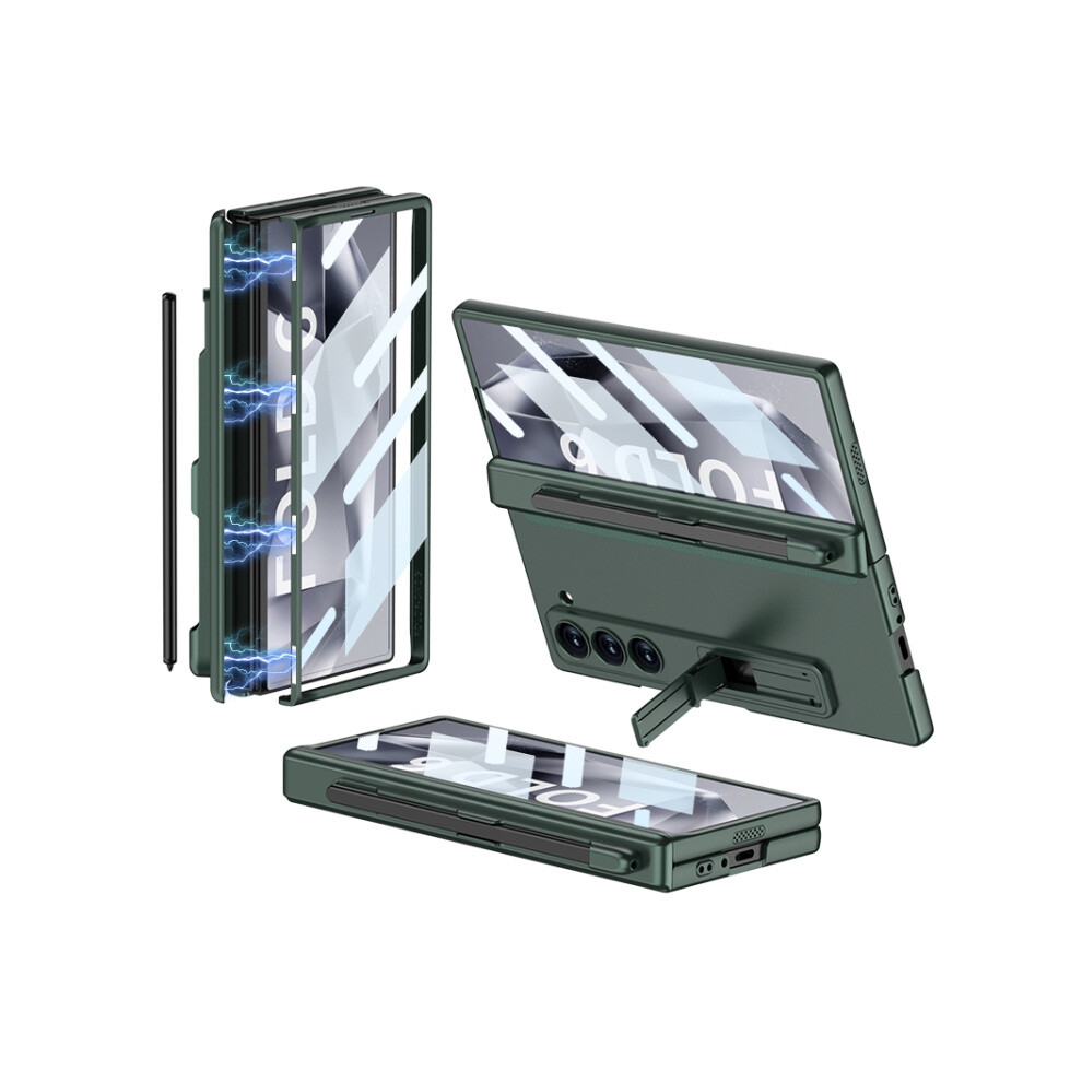 Gkk Integrated Magnetic Folding Phone Case Compatible Gift Samsung Galaxy Z Fold6 With Pen Slot (Pen Not Included) (Midnight ):For Samsung Galax Green 3053159226316