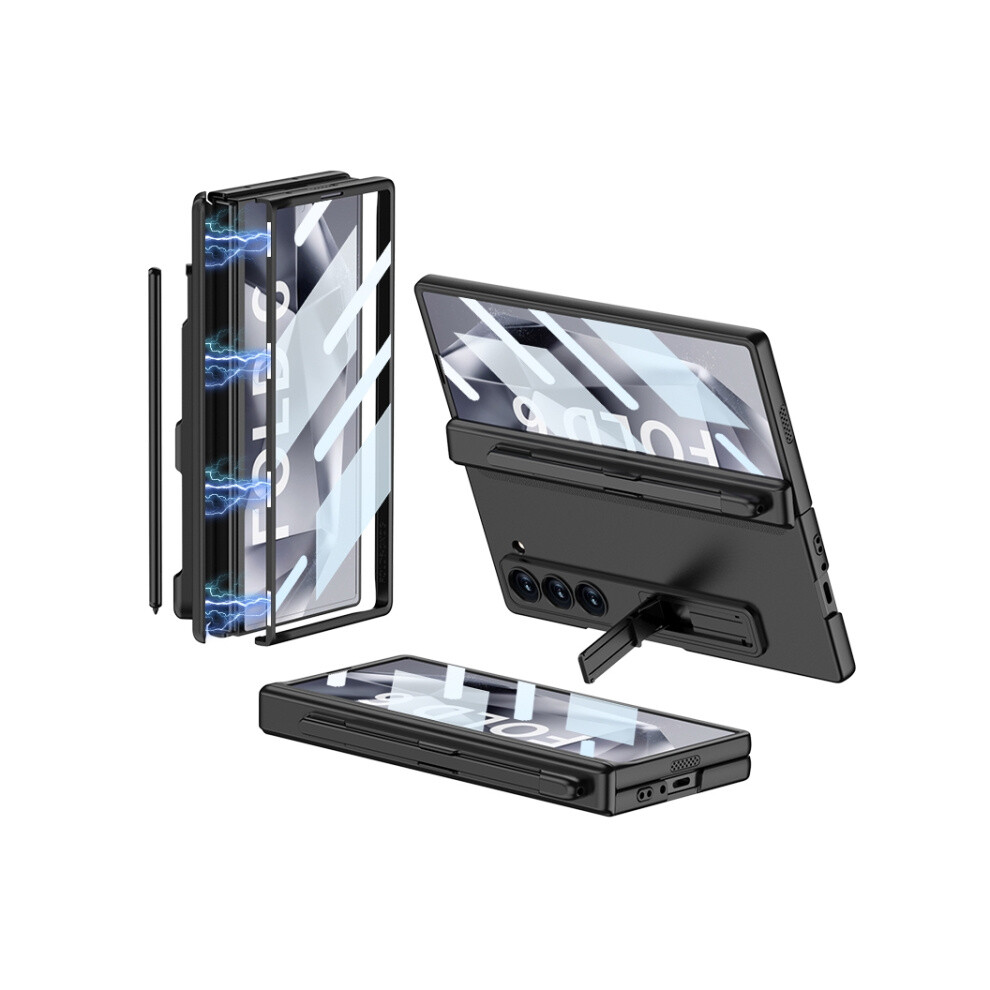 Gkk Integrated Magnetic Folding Phone Case Compatible Gift Samsung Galaxy Z Fold6 With Pen Slot (Pen Not Included) (Cool ):For Samsung Galaxy Z Black 5908487390506