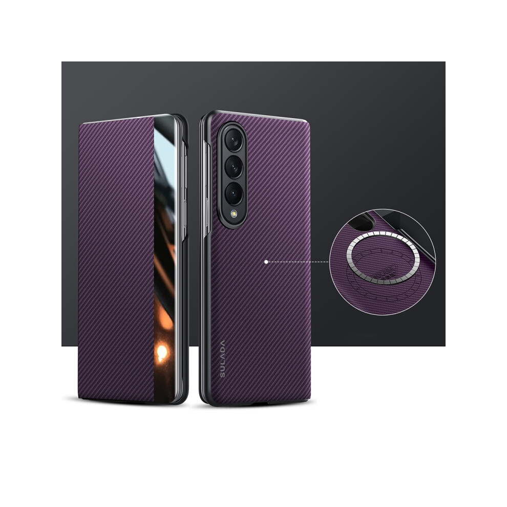 Sulada Business Series Kevlar 600D Textured Smart Window Phone Case Compatible Gift Samsung Galaxy Z Fold4 (Purple):For Samsung Galaxy Z Fold4 Purple 5908487390650