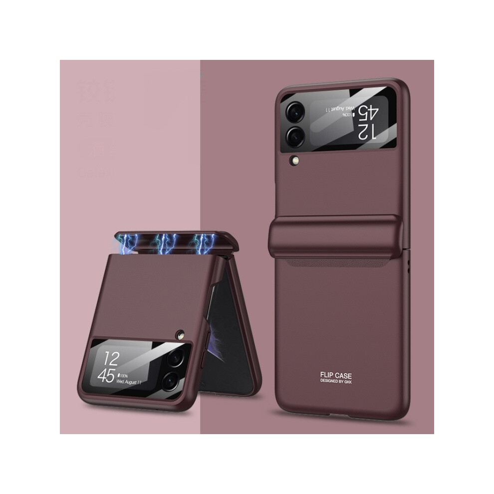Gkk Magnetic Folding Full Coverage Phone Case Compatible Gift Samsung Galaxy Z Flip4 (Brown): Brown 4194760300770