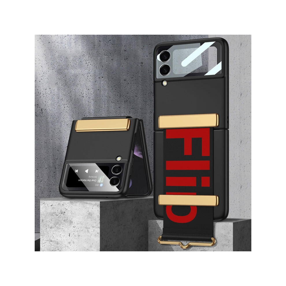 Compatible Gift Samsung Galaxy Z Flip3 5G Gkk Ultra-Thin Full Coverage Phone Flip Case With Wristband(Black):For Samsung Galaxy Z Flip3 5G Black 7682067334231