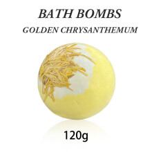 (GOLDEN CHRYSANTHEMUM (120g)) Scented Bath Bombs with Dried Flowers Aromatherapy Bath Fizzers for Bedtime Relax
