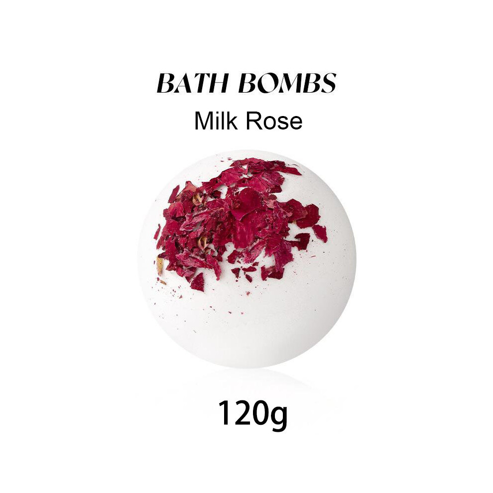 (Milk Rose (120g)) Scented Bath Bombs with Dried Flowers Aromatherapy Bath Fizzers for Bedtime Relax