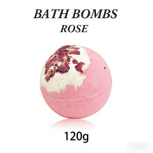 (ROSE (120g)) Scented Bath Bombs with Dried Flowers Aromatherapy Bath Fizzers for Bedtime Relax