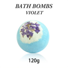 (VIOLET (120g)) Scented Bath Bombs with Dried Flowers Aromatherapy Bath Fizzers for Bedtime Relax