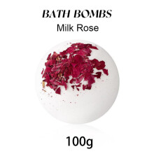 (Milk Rose (100g)) Scented Bath Bombs with Dried Flowers Aromatherapy Bath Fizzers for Bedtime Relax