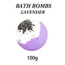 (LAVENDER (100g)) Scented Bath Bombs with Dried Flowers Aromatherapy Bath Fizzers for Bedtime Relax