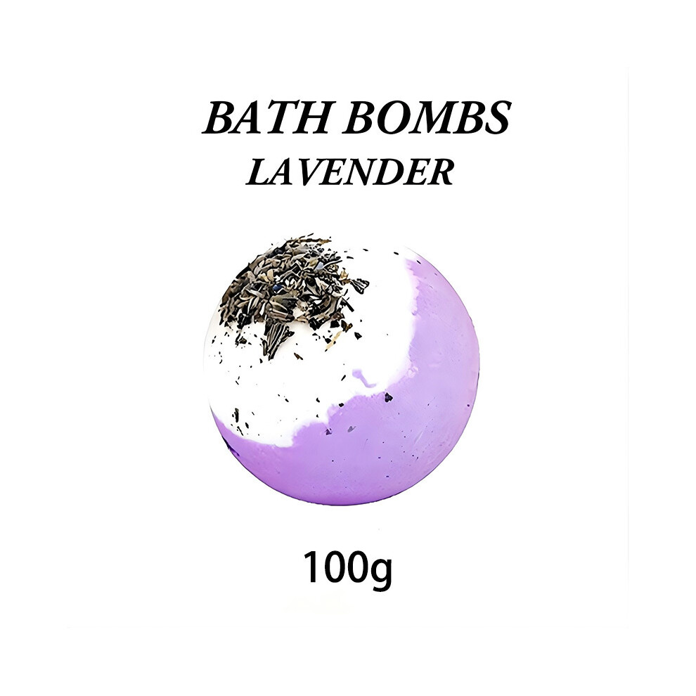 Lavender ( (100G)) Scented Bath Bombs With Dried Flowers Aromatherapy Bath Fizzers For Bedtime Relax