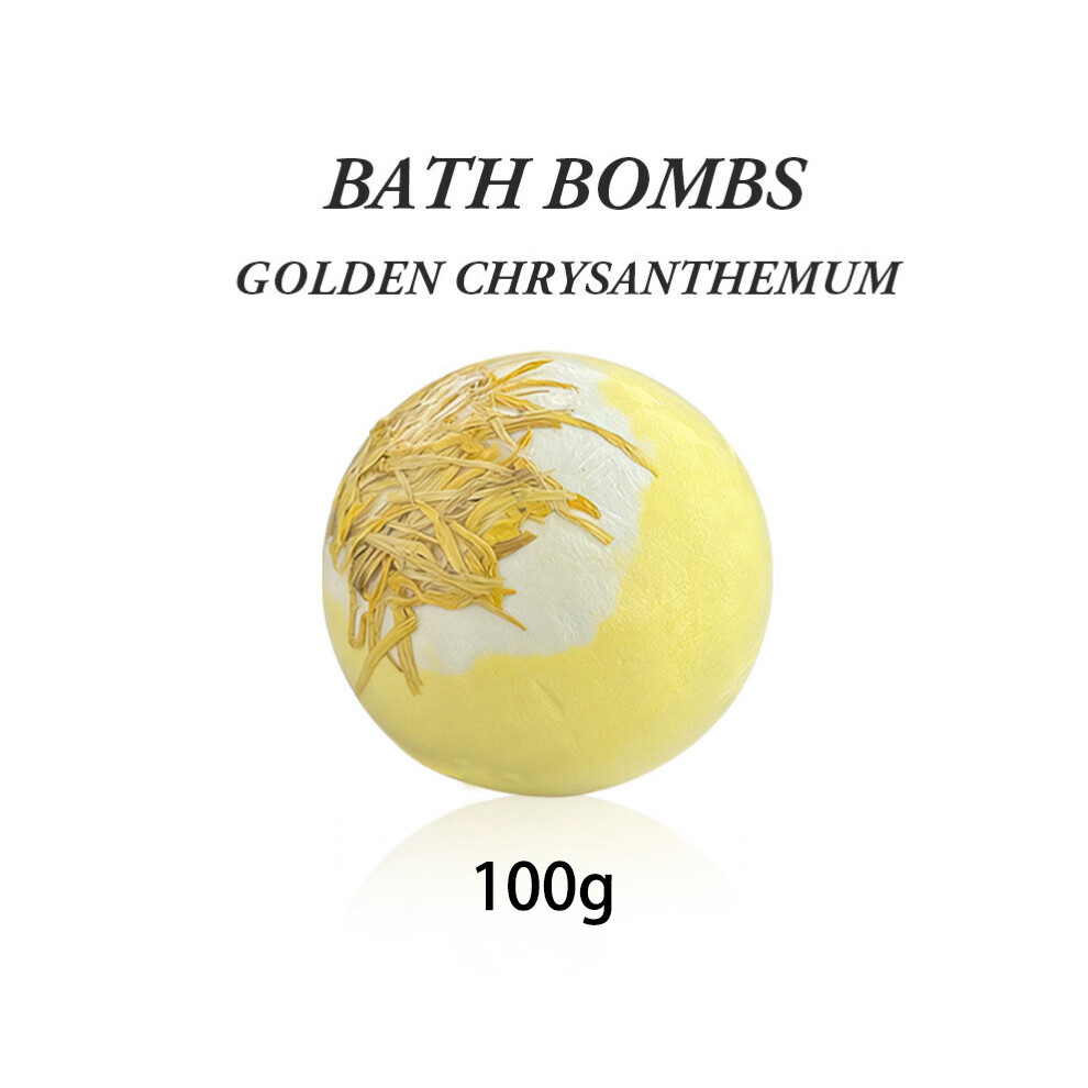 Golden ( Chrysanthemum (100G)) Scented Bath Bombs With Dried Flowers Aromatherapy Bath Fizzers For Bedtime Relax