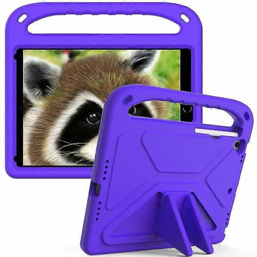 Handle Portable Eva Shock-proof Case with Triangular Stand for For Ipad 10.2 2021 / 2020 / 2019 (Purple) 1