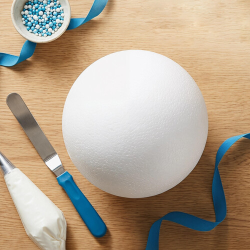 2Pcs White Polystyrene Round Foam Balls for DIY Cake Decorating Models 2