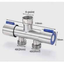 Four Point Faucet Three-way Splitter, One In Two Conversion Joint, Dual Head Dual-purpose, One In Two Out Washing Machine, 4 Water Distribution Valves