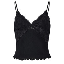 (L, Black) Women Patchwork Lace Mesh Camisole Slim V Neck Spaghetti Strap Backless Crop Tops Trendy Summer Streetwear