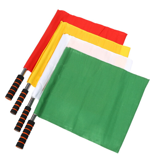 4 Pcs Referee Flag Colored Flags Stainless Steel Polyester