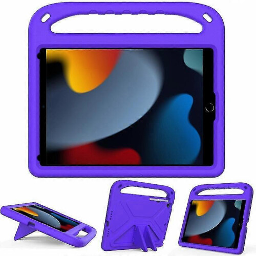 Handle Portable Eva Shock-proof Case with Triangular Stand for For Ipad 10.2 2021 / 2020 / 2019 (Purple)