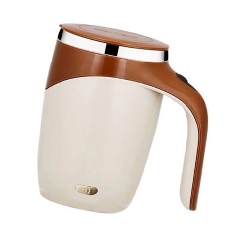 Automatic Stirring Coffee Cup with Stainless Steel-Coffee color